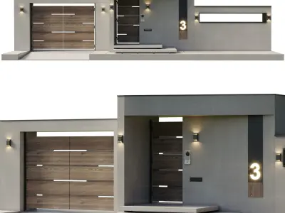 Door Outdoor entrance and fence 07 3D model