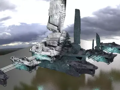 Halo Forerunner Inspired Hologram Bridges Kitbash 3D model
