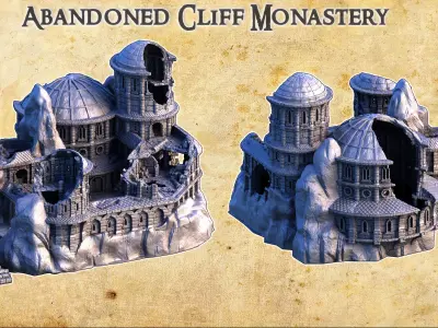 Abandoned Cliff Monastery Tabletop Terrain 28MM 3D print model 3D print model