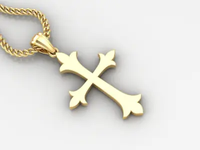 Light Gold 18K Cross Pendant 1CP049 3D print model