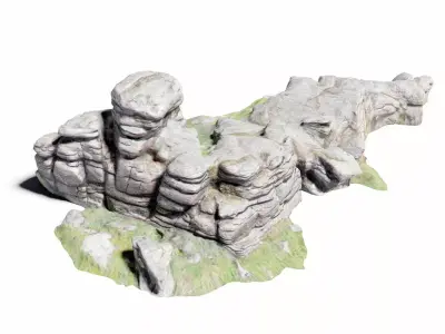 A Rock Formation - Dartmoor Stone Photo-Scan Model - Low-Poly Low-poly 3D model