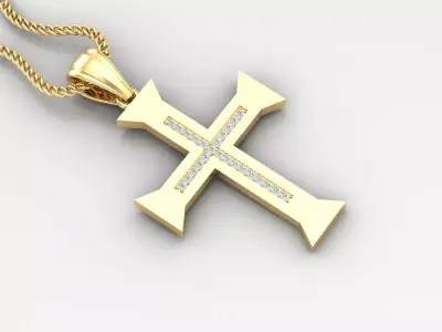 High Cross Pendant Light Gold 18K 4CP015 3D print model