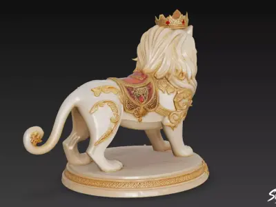 Lion Statue V44 Low-poly 3D model