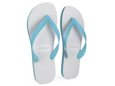 Traditional White and Light Blue Havaianas - Realist Flip Flops Low-poly 3D model