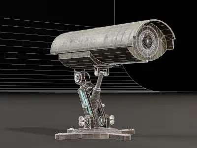 Sci-Fi Grounded Security Camera Low-poly 3D model