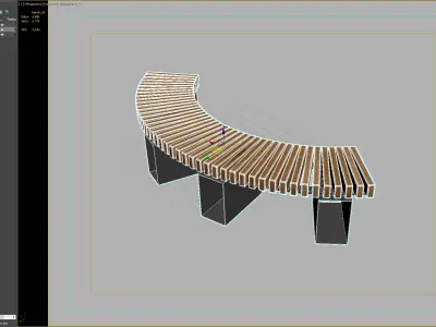 Modular Curved Wooden Bench for Public Spaces and Parks 3D model