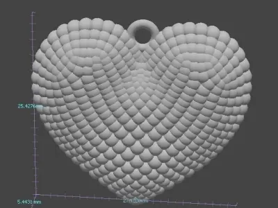Heart shaped pendant made of balloons 3D print model