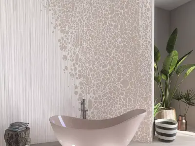 Bubble Drip Accent Mural over Pinstripe Wall  Texture