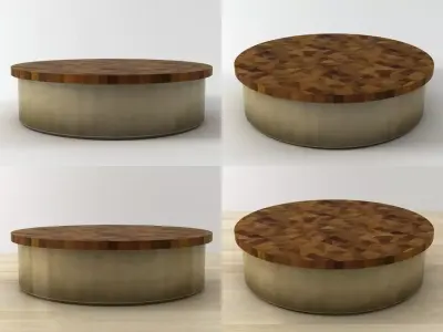 Mosaico four different tables with wooden bases 3D model