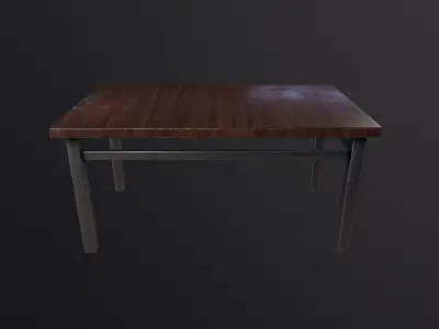 Basic Wooden Desk Table 3D Model Low-poly 3D model