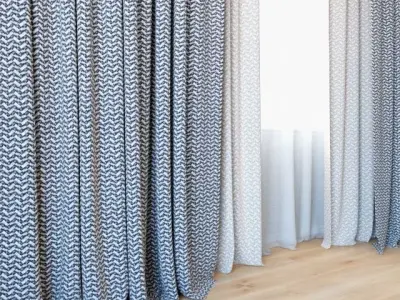 Curtains 35 Curtains with Tulle 3D model