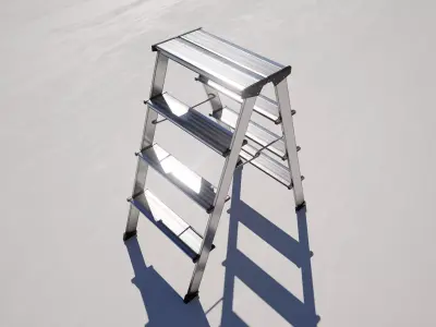 Industrial Metal Folding Stepladder Low-poly 3D model