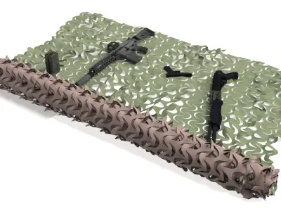  Military Camouflage Net with Assault Rifles 