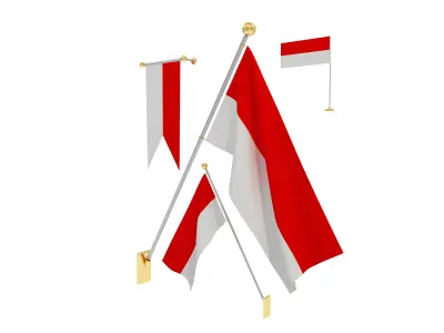 Flags of Indonesia 3D model