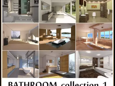 Bathrooms collection 1 bathroom designs with bathroom 3D Model Pack