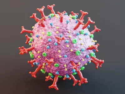 Coronavirus with Description Text - Labeled Structural Diagram 3D model