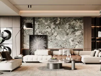 Modern living room 3D model 3D model