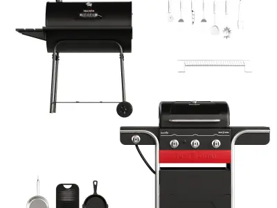 Grill Set 2 Low-poly 3D model