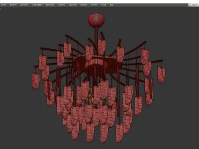 Murano Glass Textured Chandelier with Silver Leaf Edges Low-poly 3D model