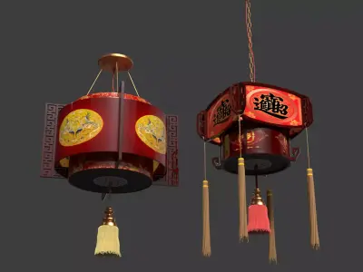 Chinese Red palace Lantern  Low-poly 3D model