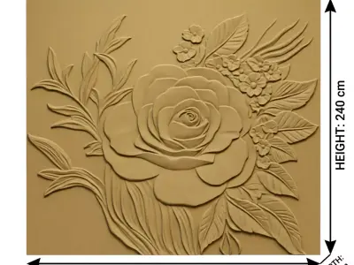 Modern floral Relief Panel Wall Decor Set STL Mural CNC 361 3D model