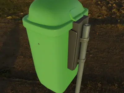Low-Poly Green Trash Bin Low-poly 3D model