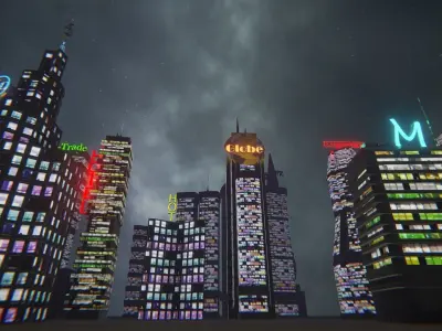 Background Buildings Low-poly 3D model