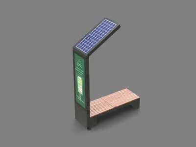 Smart Solar Bench Low-poly 3D model