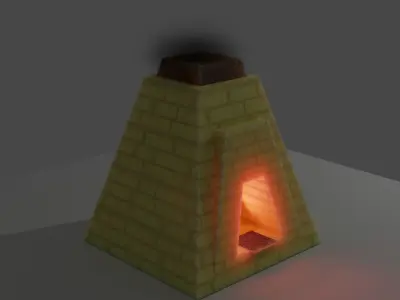 furnace brick stove with light Free low-poly 3D model