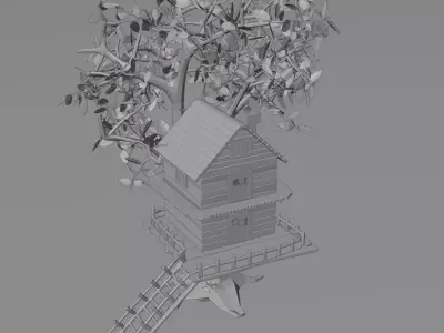 A house built on a tree Low-poly 3D model purchase