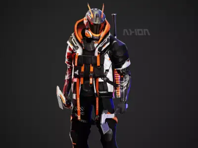 Cyberpunk Axion Robot Low-poly 3D model