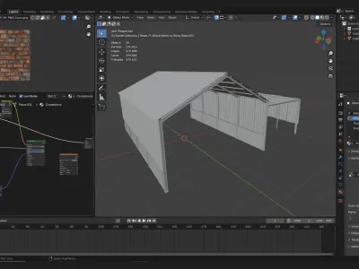 open rural farm barn shed storage roof structure 3D model