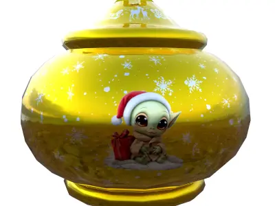 Playful Baby Holiday Golden Bauble 3D Model SubReady PBR  Low-poly 3D model