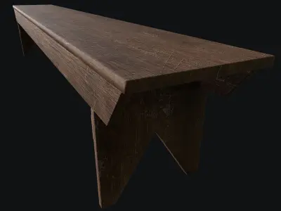 Wooden Bench Low-poly 3D model shop