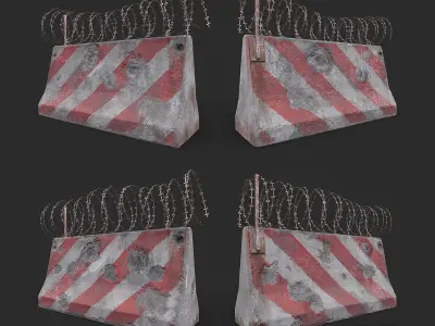 Barricade barbed wire Low-poly 3D model