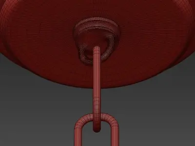 Wide Aged Brass 6 Light Pendant 3D model