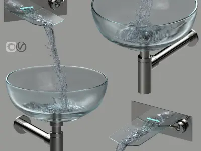led wall faucet and sink 3D model