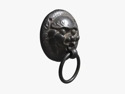 Chinese animal head door knocker PBR 3D model