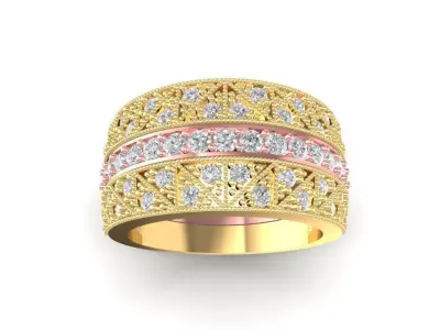 Luxury Wide Pave Diamond Band Ring  3076 3D print model