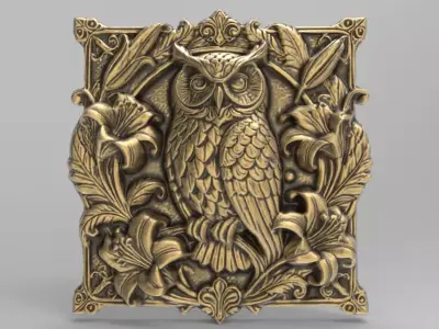 Owl Bas-Relief 3D Model for CNC Carving and 3D Printing 3D print model