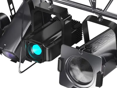 Soft theater farm with lighting equipment Low-poly 3D model