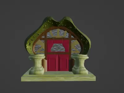 Blender Vintage Fantasy Ancient Door Church Art Nouveau Low-poly 3D model
