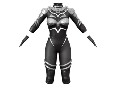 Female Black Sci-Fi Futuristic Armour Bodysuit Low-poly 3D model