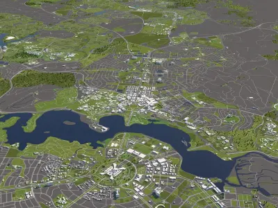 Canberra Australia 50x50km 3D City Map 3D model
