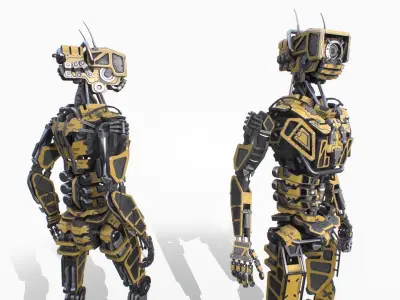 Industrial robot - low-poly game ready model Low-poly 3D model