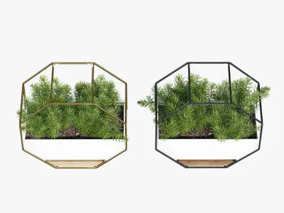 Ivolador octagonal planter with plants in it 3D model