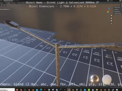 Street Light 1 Galvanized 8000mm 2F Low-poly 3D model