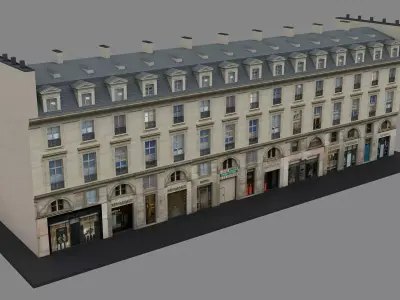 Typical Parisian Apartment Building 09 Low-poly 3D model