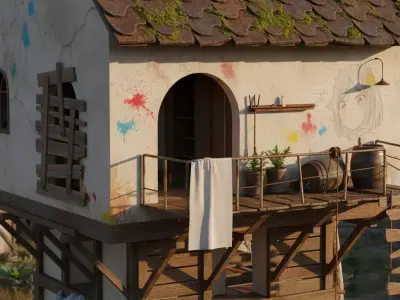 Urban Watch Tower Low-poly 3D model