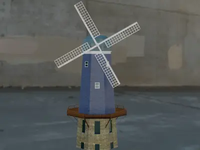windmill Low-poly 3D model 3